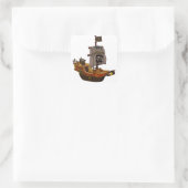 Fancy Kleurrijk Houten Piratenschip Vierkante Sticker (Tas)