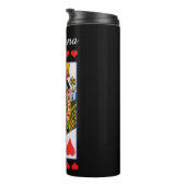 Fancy Kleurrijk Spelen Kaart Hart Queen Zwart Thermosbeker (Geroteerd rechts)