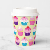 Fancy, kleurrijke cupcakes op gele dag papieren bekers (Achterkant)