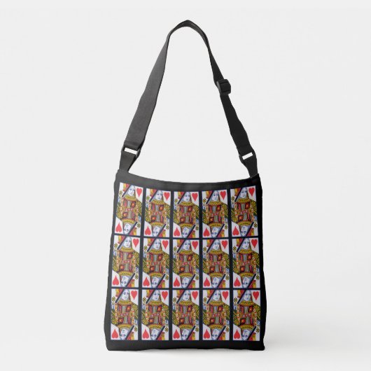 Fancy kleurrijke hartkoningin op speelkaartjes zwa crossbody tas (Voorkant)