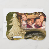 Fancy knipfoto van Gold Lace-kerstboom Feestdagenkaart (Voorkant)