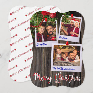 Fancy knipfoto van Rustic kerstbulletin Board Kaart