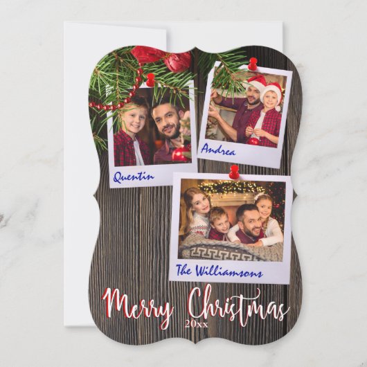 Fancy knipfoto van Rustic kerstbulletin Board Kaart (Voorkant)