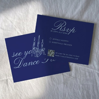 Fancy Kobaltblauwe Vintage Chic Romantische Bruilo RSVP Kaartje