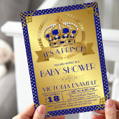 Fancy koninklijk blauw goudprik Baby shower Kaart