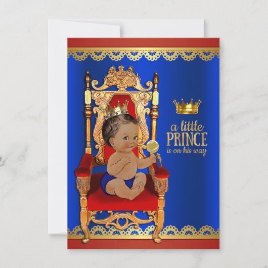 Fancy Koninklijk Etnisch Prins Baby shower Kaart (Voorkant)