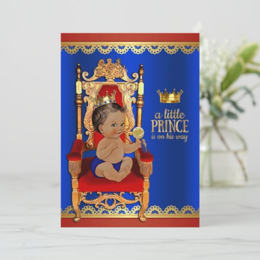 Fancy Koninklijk Etnisch Prins Baby shower Kaart (Staand voorkant)