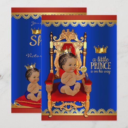 Fancy Koninklijk Etnisch Prins Baby shower Kaart (Voorkant / Achterkant)