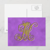 Fancy koninklijk monogram letter N Briefkaart (Voorkant / Achterkant)