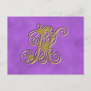 Fancy koninklijk monogram letter N Briefkaart