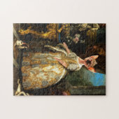 Fancy koninklijke renaissance kat Queen Portret Legpuzzel (Horizontaal)