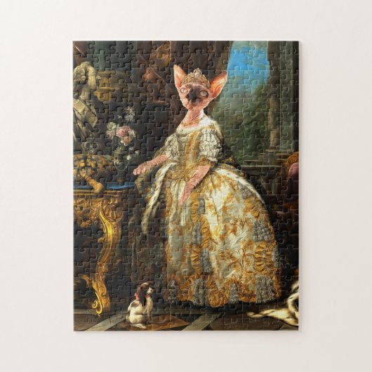 Fancy koninklijke renaissance kat Queen Portret Legpuzzel (Verticaal)