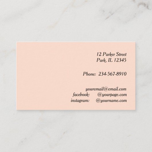 Fancy kookpan met witte en grijze taart visitekaartje (Achterkant)