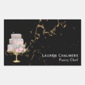 Fancy kookpan met zwarte en goudmarmer rechthoekige sticker (Voorkant)