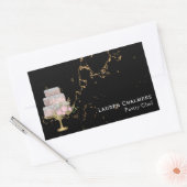 Fancy kookpan met zwarte en goudmarmer rechthoekige sticker (Envelop)