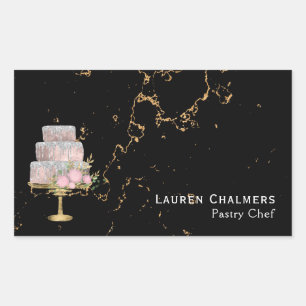 Fancy kookpan met zwarte en goudmarmer rechthoekige sticker