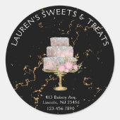 Fancy kookpan met zwarte tong en goudmarmer ronde sticker (Voorkant)