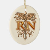 Fancy koper Caduceus RN Nurse Keramisch Ornament (Rechts)