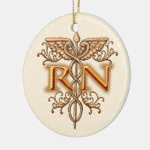 Fancy koper Caduceus RN Nurse Keramisch Ornament (Links)