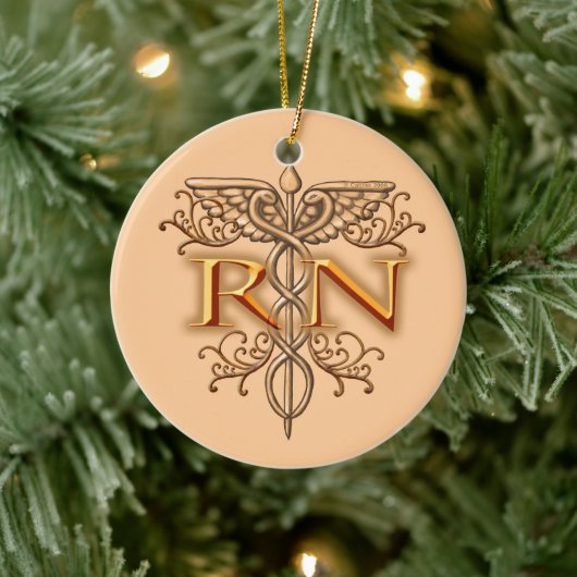 Fancy koper Caduceus RN Nurse Keramisch Ornament (Boom)