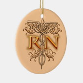 Fancy koper Caduceus RN Nurse Keramisch Ornament (Rechts)