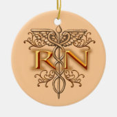 Fancy koper Caduceus RN Nurse Keramisch Ornament (Voorkant)