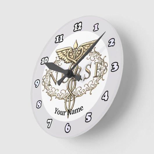 Fancy kopercaduceus-verpleegkundige ronde klok (Hoek)