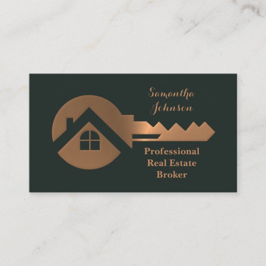 Fancy kopersleutel Real Estate Broker Visitekaartj Visitekaartje (Voorkant)