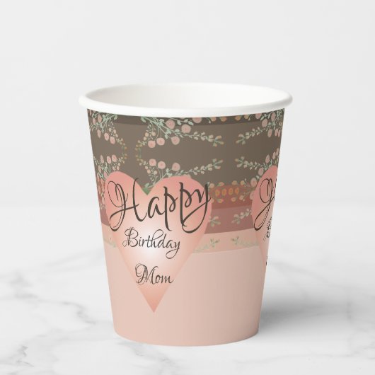 Fancy koraal en roze en perzikkleurig papieren bekers (Voorkant)