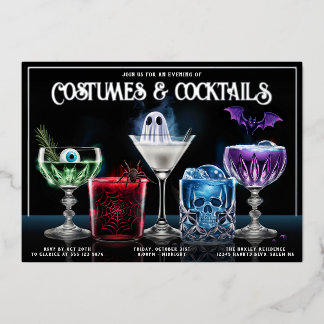 Fancy Kostuums & Cocktails Aangepaste Folie Uitnod Uitnodiging