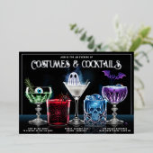 Fancy Kostuums & Cocktails Aangepaste Folie Uitnod Uitnodiging (Staand Voorkant)