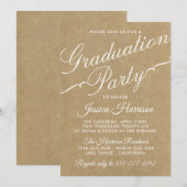 Fancy Kraft Typography Graduation Party Kaart (Voorkant / Achterkant)