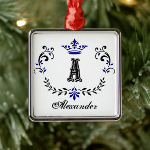 Fancy kroonmonogram A Metalen Ornament