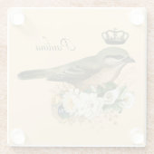 Fancy kroonvogel op perzikgepersonaliseerd glazen onderzetter (Achterkant)