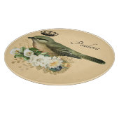 Fancy kroonvogel op perzikgepersonaliseerd snijplank (Hoek)