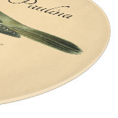 Fancy kroonvogel op perzikgepersonaliseerd snijplank (Hoek)