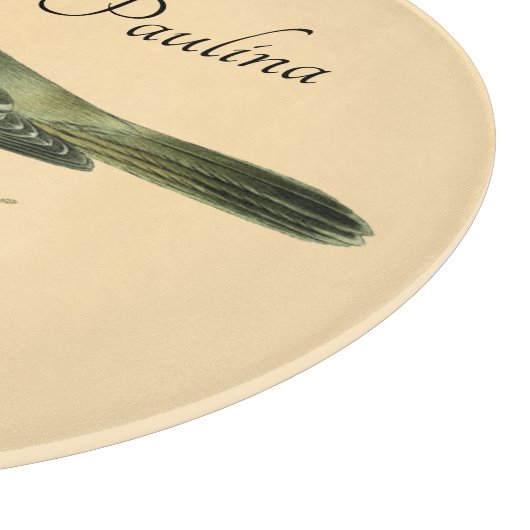 Fancy kroonvogel op perzikgepersonaliseerd snijplank (Hoek)