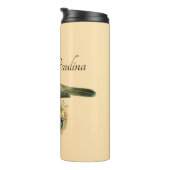 Fancy kroonvogel op perzikgepersonaliseerd thermosbeker (Geroteerd rechts)