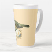 Fancy kroonvogel op strand latte mok (Rechterhoek)