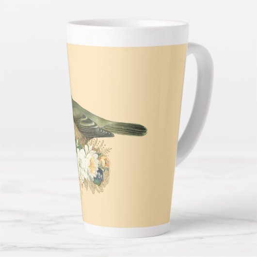 Fancy kroonvogel op strand latte mok (Rechterhoek)