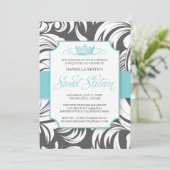 Fancy kroonzweet-zestiende verjaardag-uitnodiging kaart (Staand voorkant)