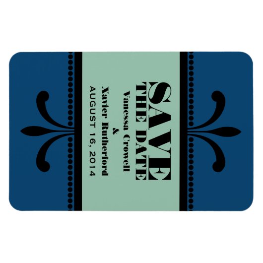 Fancy Kunstdeco Opslaan Datum Magnet Blue/Jade Magneet (Horizontaal)