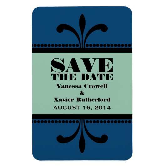 Fancy Kunstdeco Opslaan Datum Magnet Blue/Jade Magneet (Verticaal)