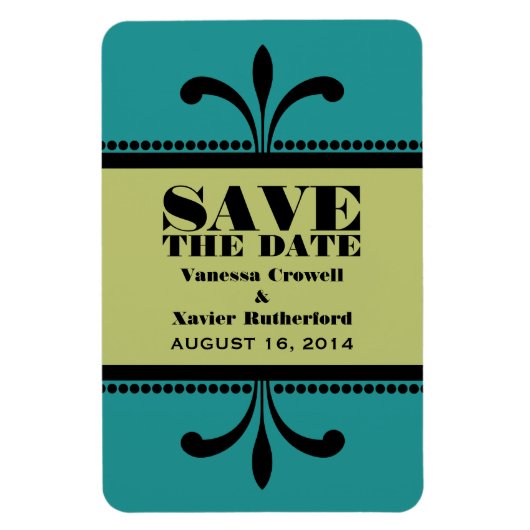 Fancy Kunstdeco sparen de Datum Blauwgroen/Groen Magneet (Verticaal)