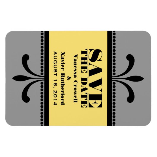 Fancy Kunstdeco sparen de Datum Grijs Magnet/Geel Magneet (Horizontaal)