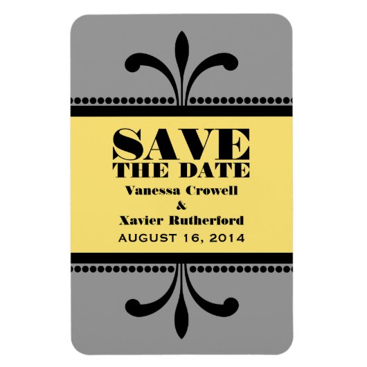 Fancy Kunstdeco sparen de Datum Grijs Magnet/Geel Magneet (Verticaal)