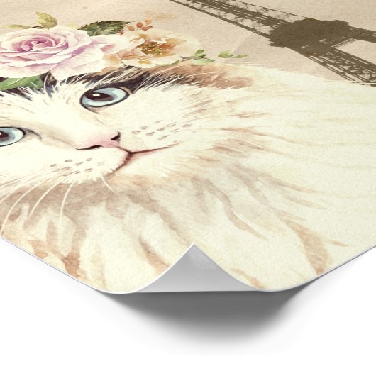 Fancy kunstdrukken voor katten en Eiffeltower Poster (Hoek)