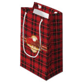 Fancy label rode tas met afdruk klein cadeauzakje (Voorkant Gekanteld)