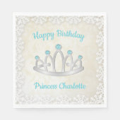 Fancy Lace Princess Tiara Birthday Paper Napkin Servet (Voorkant)