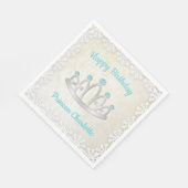 Fancy Lace Princess Tiara Birthday Paper Napkin Servet (Hoek)